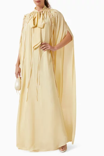 Solayne Cape Dress in Silk Crepe