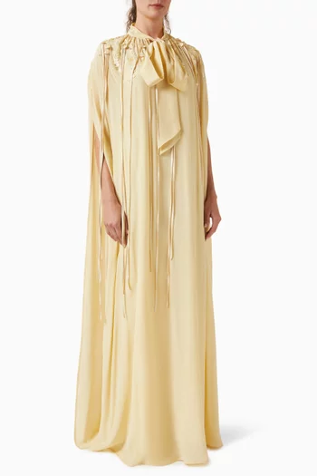 Solayne Cape Dress in Silk Crepe