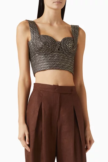 Woven Straw-effect Crop Top