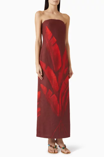 Costera Printed Maxi Dress in Linen