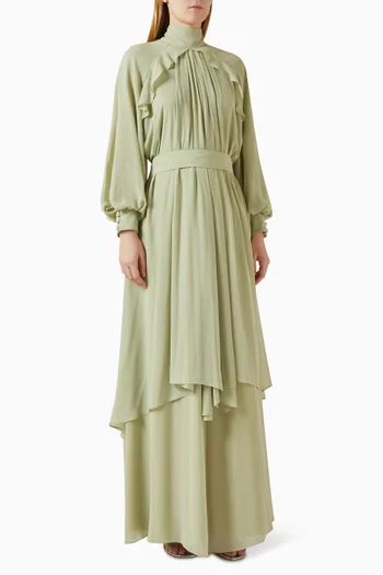 فستان كوني بكشكش وحزام