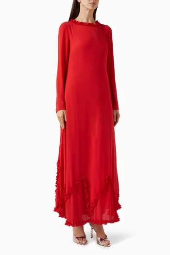 Ruffled Maxi Dress in Chiffon