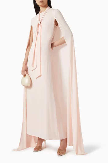 Tie-up Neck Cape Dress