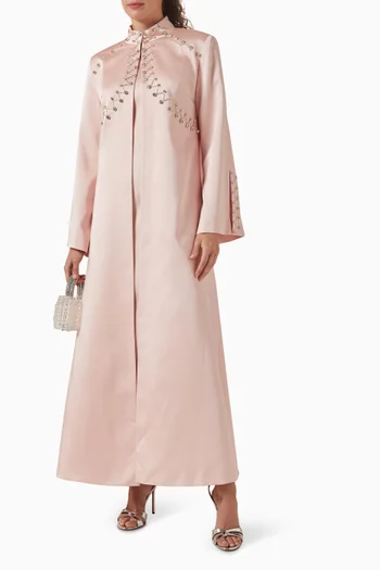 Stone-embellished Abaya & Dress Set