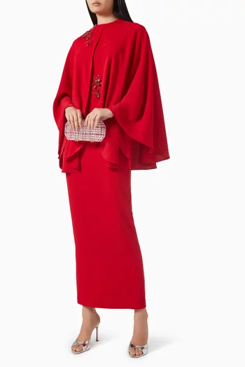 Bead-embellished Cape & Dress Set