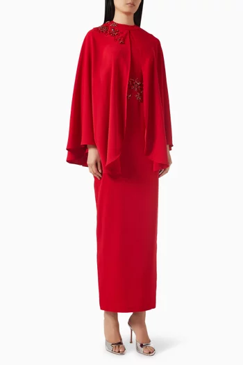 Bead-embellished Cape & Dress Set