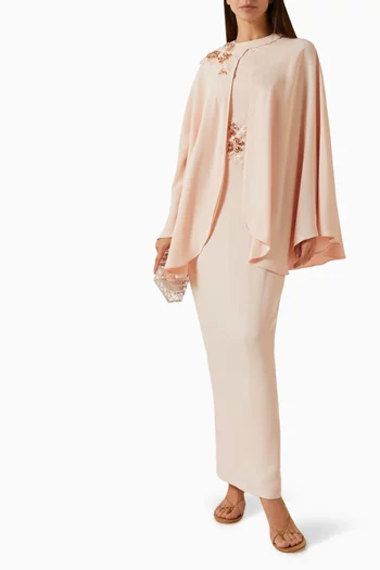Bead-embellished Cape & Dress Set