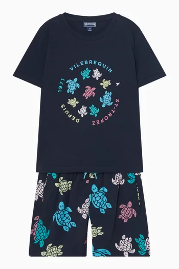 تي شيرت بطبعة سلحفاة وشعار الماركة قطن عضوي