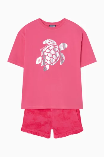 Frilled Shorts in Cotton-terry