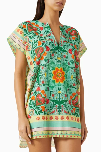 فستان ريا قصير مزين بنقشة