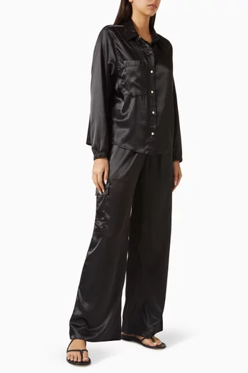 Cargo Pants in Stretch Satin Charmeuse