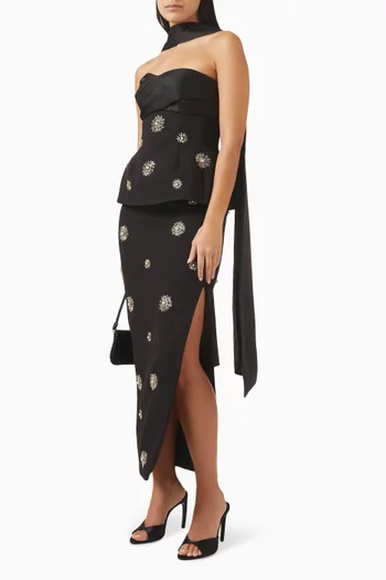 بلوزة آيفي بصدرية بتصميم مشد ومطرزة ستان