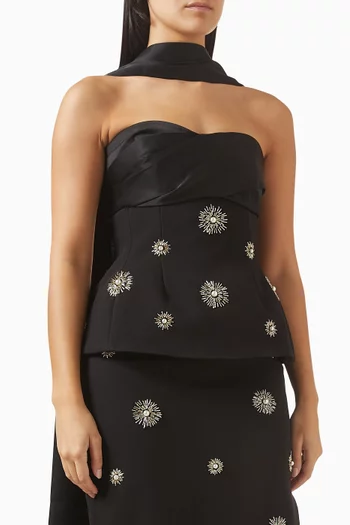 بلوزة آيفي بصدرية بتصميم مشد ومطرزة ستان