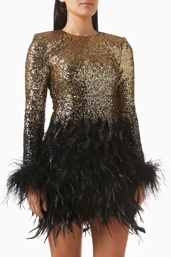 Brianna Feather-trim Dress