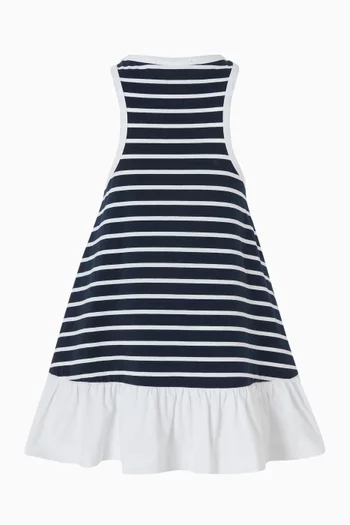 Logo Striped Dress in Cotton