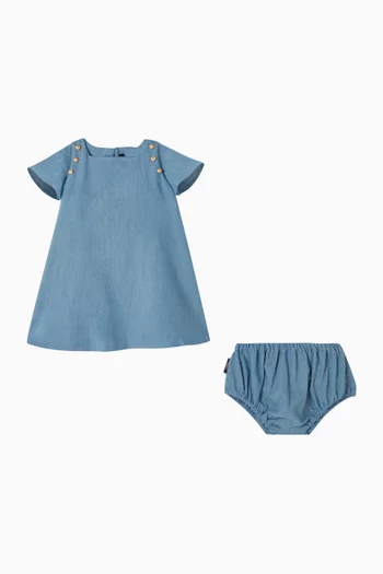 فستان بأكمام قصيرة دينم