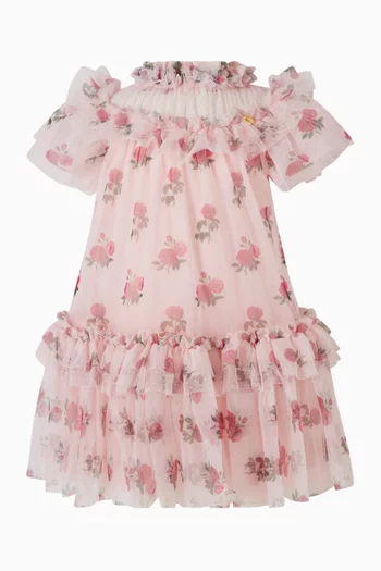 Floral-print Dress in Georgette & Tulle