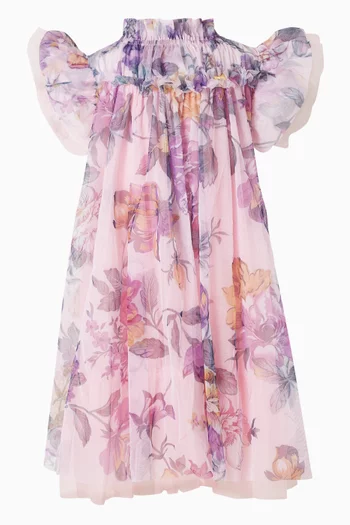 Floral-print Dress in Tulle