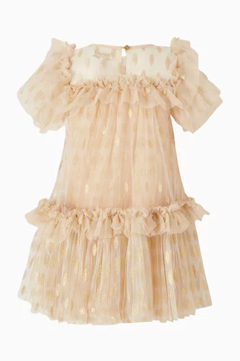 Leaf Embroidered Dress in Tulle