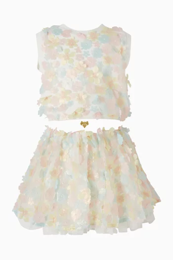 بلوزة موراج منسوجة ومزينة بزهور مزيج قطن