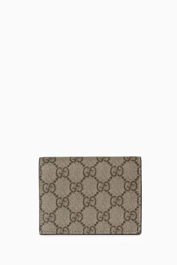 GG Marmont Card Case Wallet in Leather & Canvas