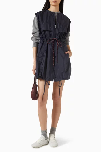 Drawstring-waist Mini Dress in Re-Nylon