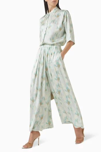 بنطال تاليني بقصة ساق واسعة فيسكوز