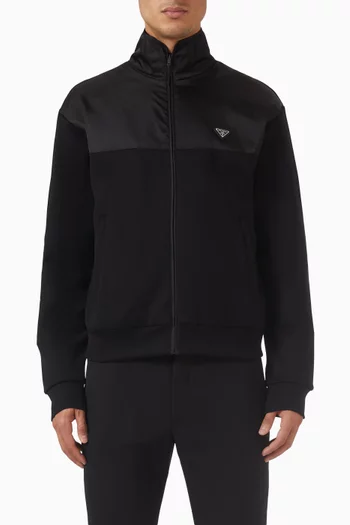 جاكيت بسحّاب نايلون معاد تدويره وصوف قطني