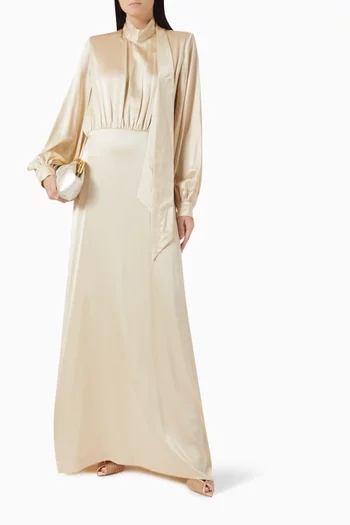 فستان جوليا برباط عند الياقة حرير