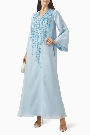 Embroidered Kaftan in Crepe
