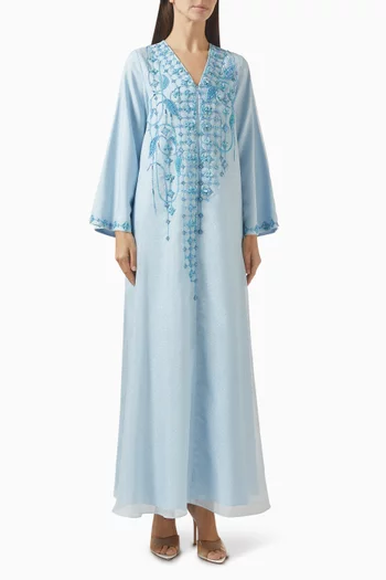 Embroidered Kaftan in Crepe