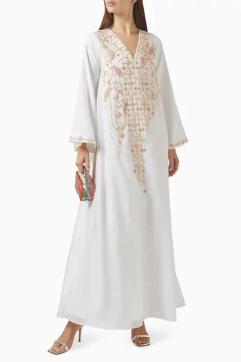 Embroidered Kaftan in Crepe
