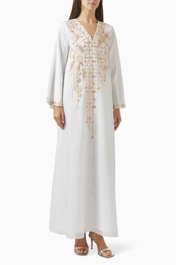 Embroidered Kaftan in Crepe