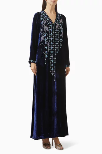 Embroidered Kaftan in Velvet