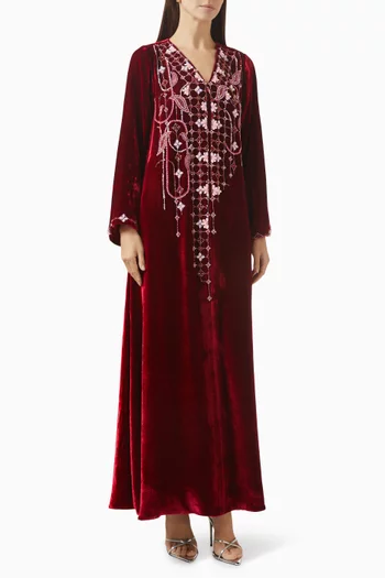 Embroidered Kaftan in Velvet
