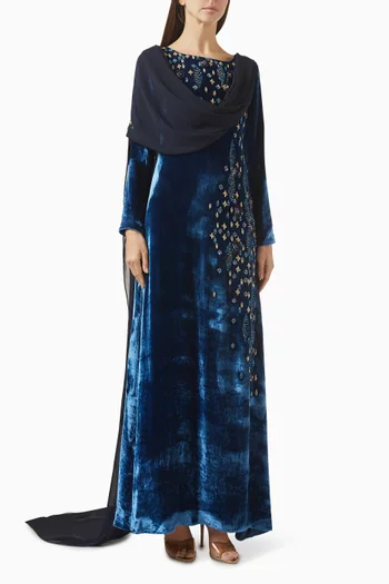 3D Floral-embroidered Dress