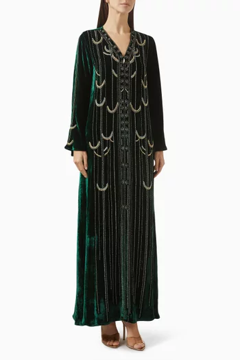 Embellished Kaftan in Silk-velvet