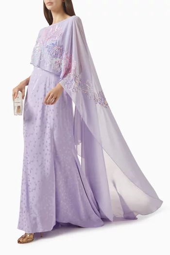 Floral embellished Cape Dress