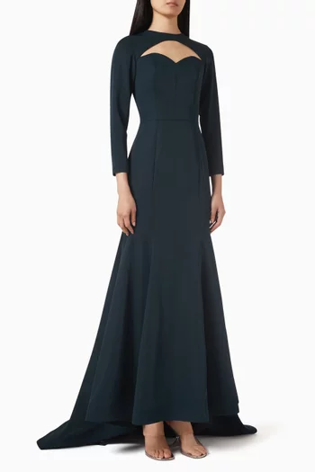 فستان سهرة بقصة حورية البحر وأكمام طويلة