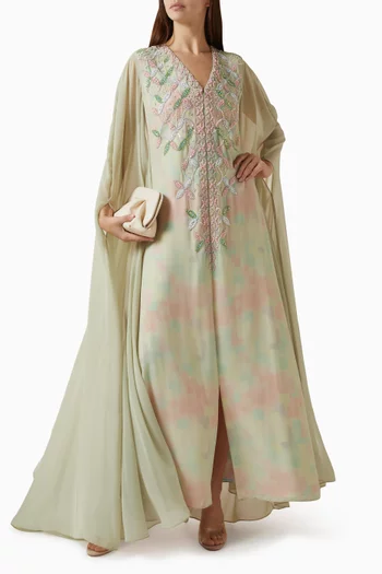 Embellished Cape Dress in Chiffon