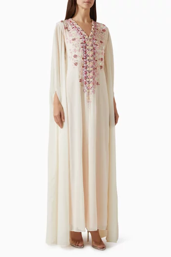 Embellished Cape Dress in Chiffon