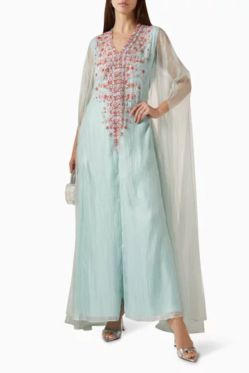 Bead-embellished Cape Dress