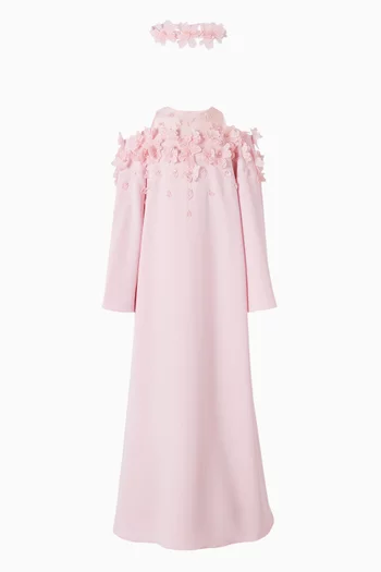 3D Floral-applique A-line Kaftan