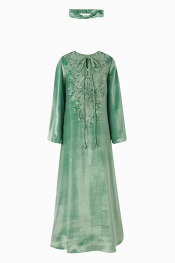 Floral-embroidered Kaftan