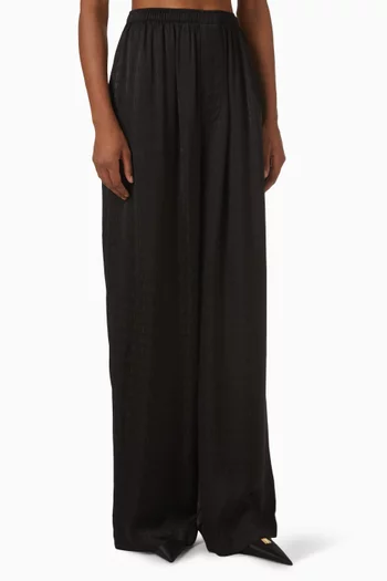 بنطال بيجاما بشعار الماركة بلون باهت جاكار وفيسكوز