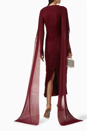 Ruched Cape Dress in Tulle