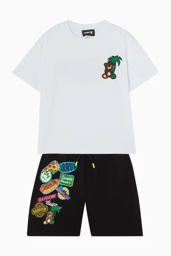 تي شيرت بطبعة شعار الماركة قطن