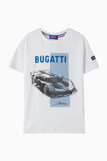 تي شيرت بطبعة شعار الماركة قطن