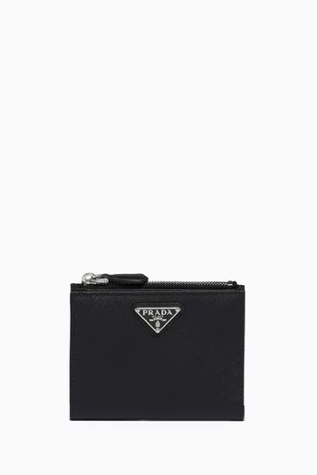 Small Zip Wallet in Saffiano Leather