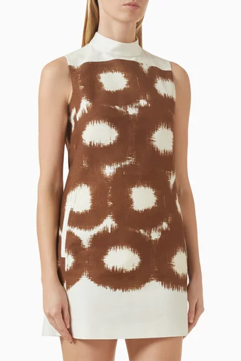 Printed Mini Dress in Cotton Canvas